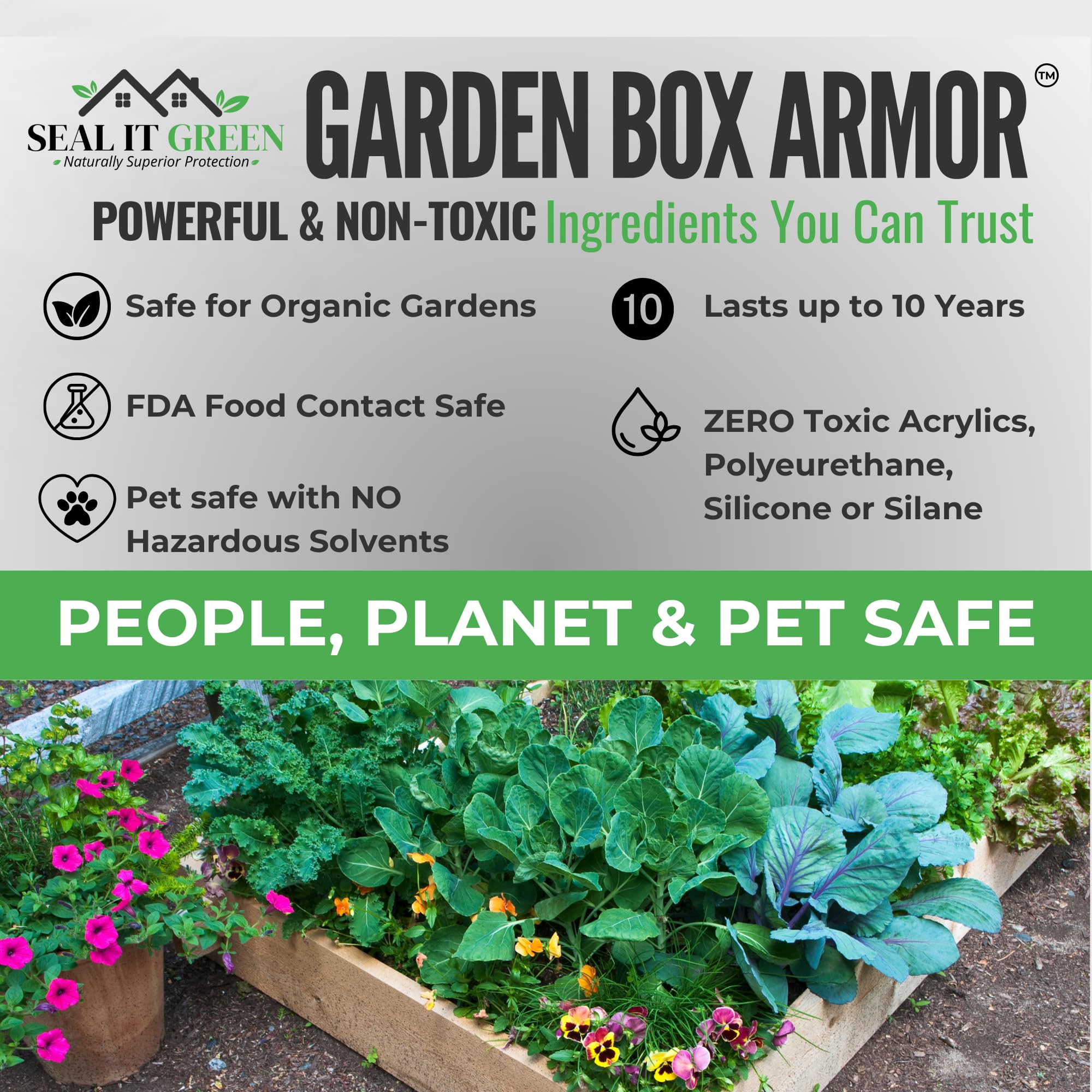 Seal It Green Garden Box Sealer natural citrus scent aids application.