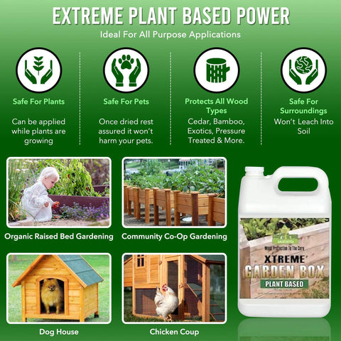 Seal It Green Garden Box Sealer safe for pets and plants in outdoor projects.