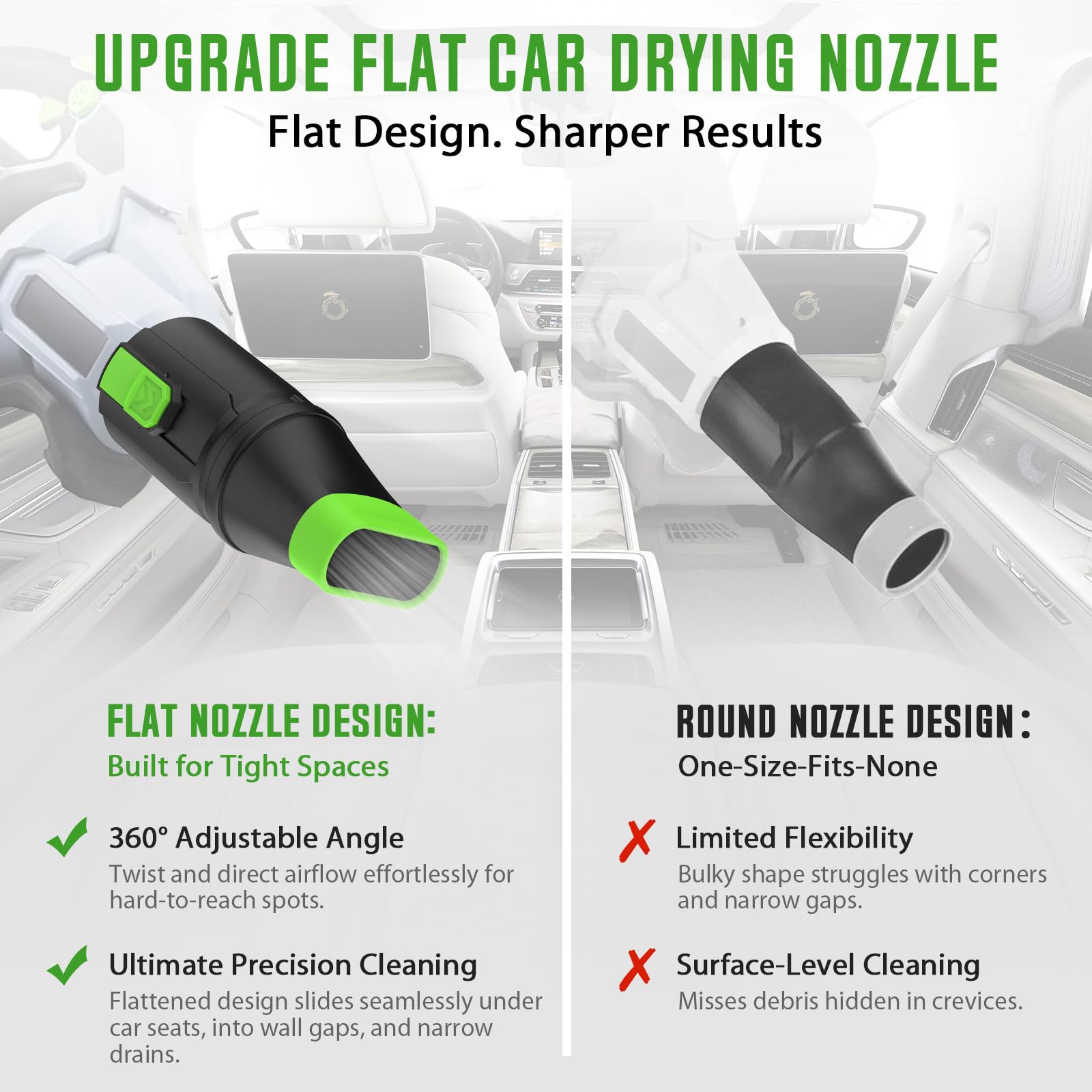 Sealegend car drying nozzle rotating to reach edges on EGO 670