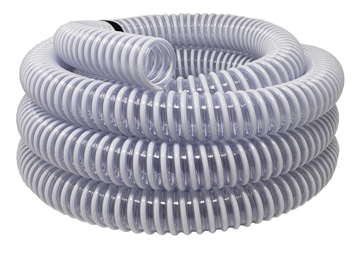 Sealproof 1-1/4 inch ID pool hose installation view showing cut-to-length flexibility.