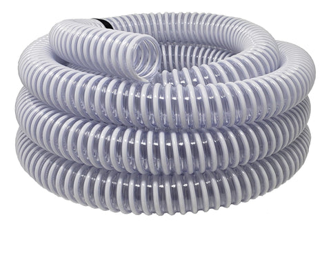 Sealproof 1-1/4 inch ID pool hose installation view showing cut-to-length flexibility.