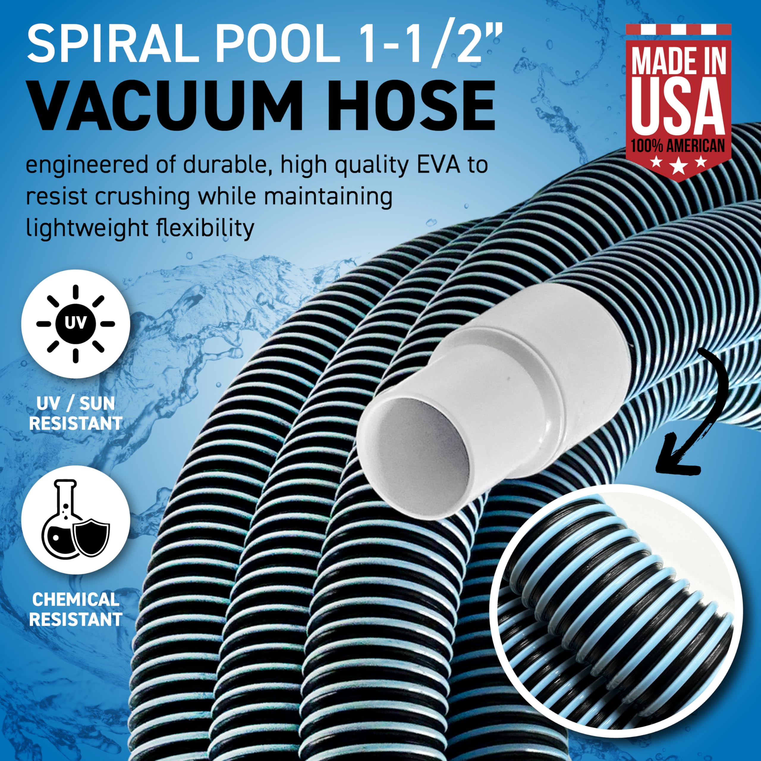 Sealproof kink-proof hose attached to vacuum head for easier cleaning