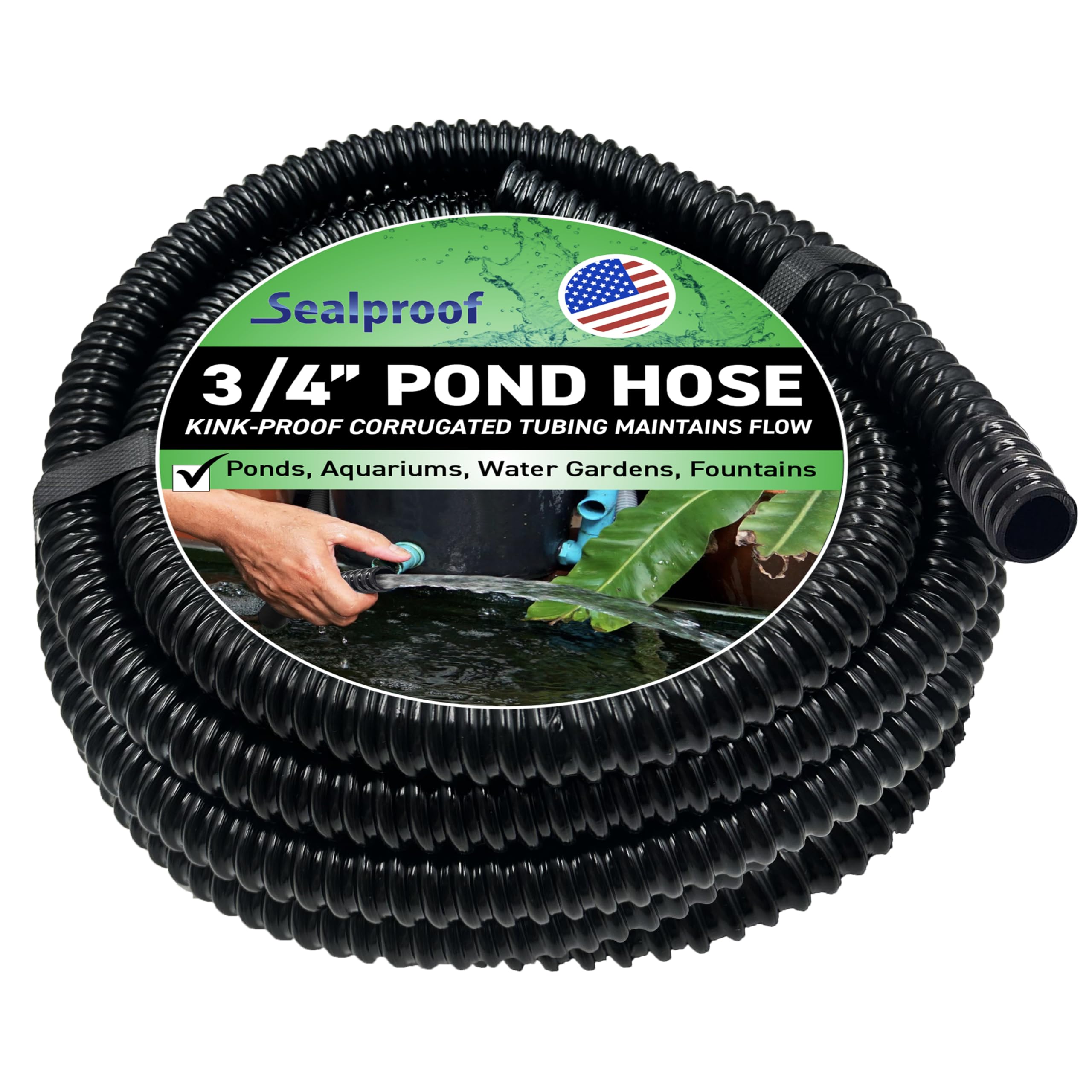 Sealproof 3/4 in pond tubing, 20 ft, clear ID for reliable water flow