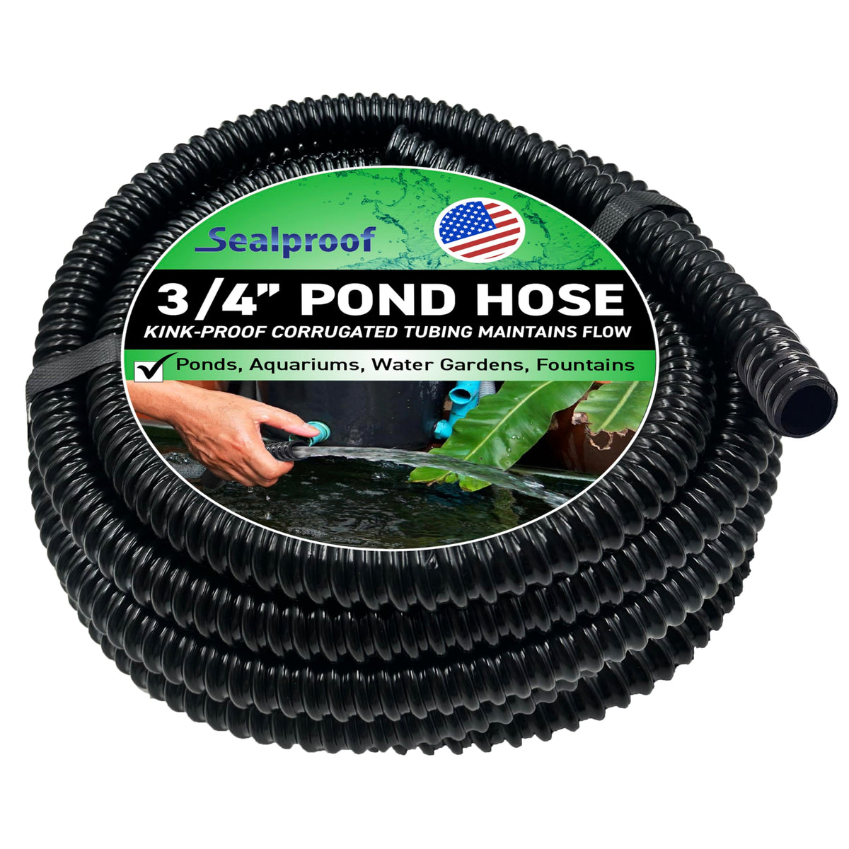 Sealproof 3/4 in pond tubing, 20 ft, clear ID for reliable water flow