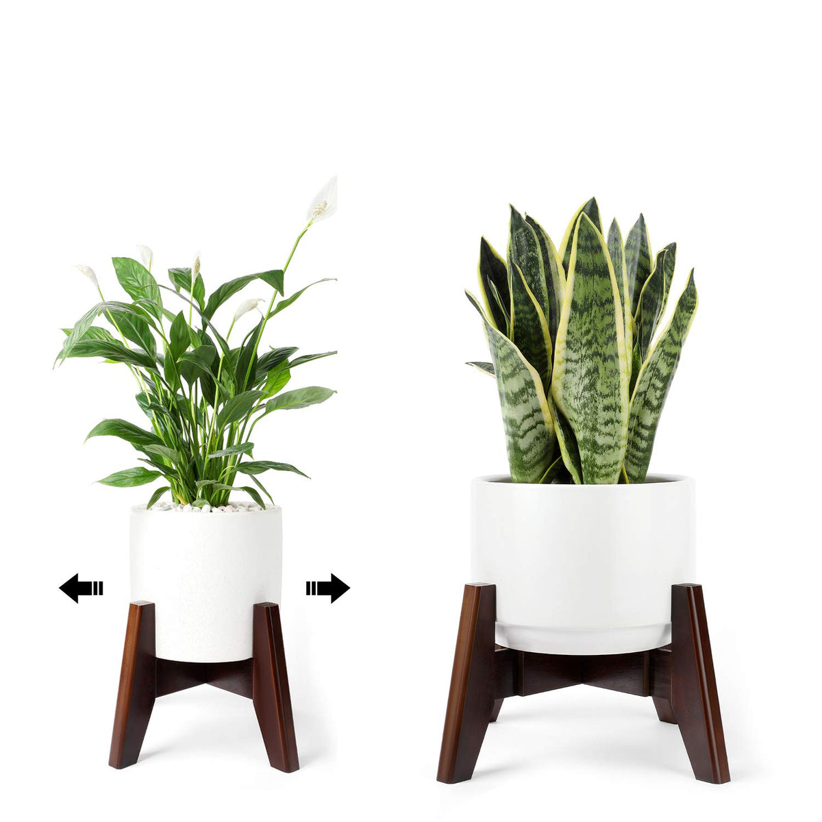 Seanmi bamboo plant stand in dark brown frames indoor greenery on a shelf