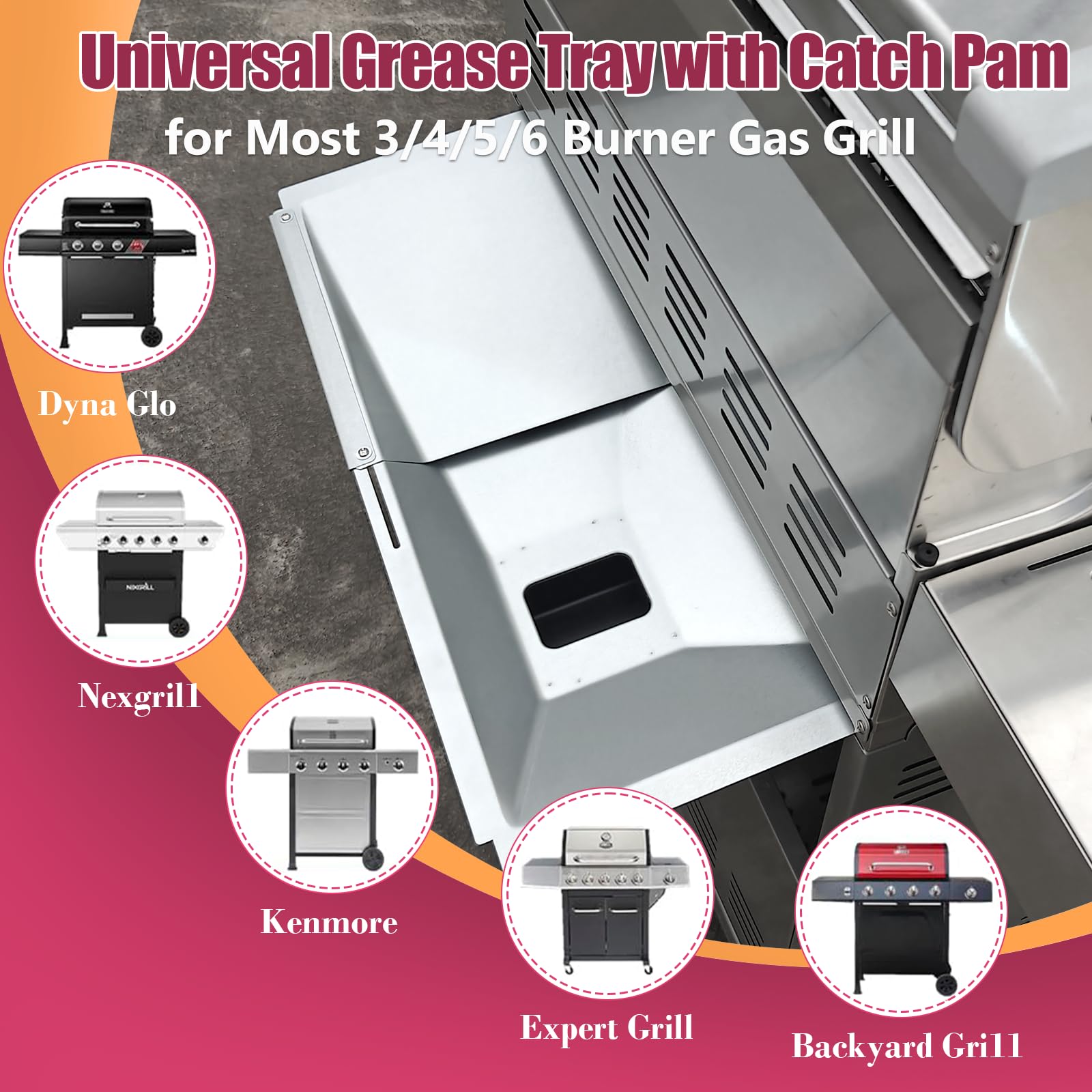 SearCook Nexgrill-fit grease tray ready for installation