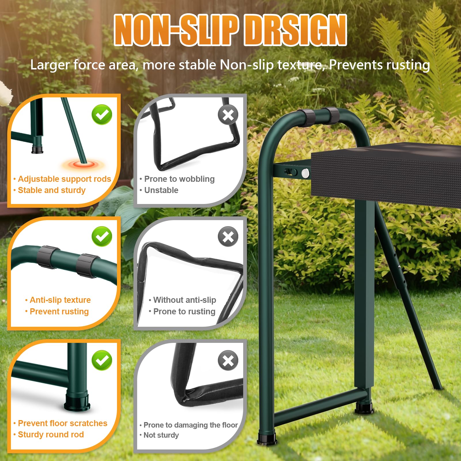 seasky foldable garden kneeler foldable storage keeps tools organized