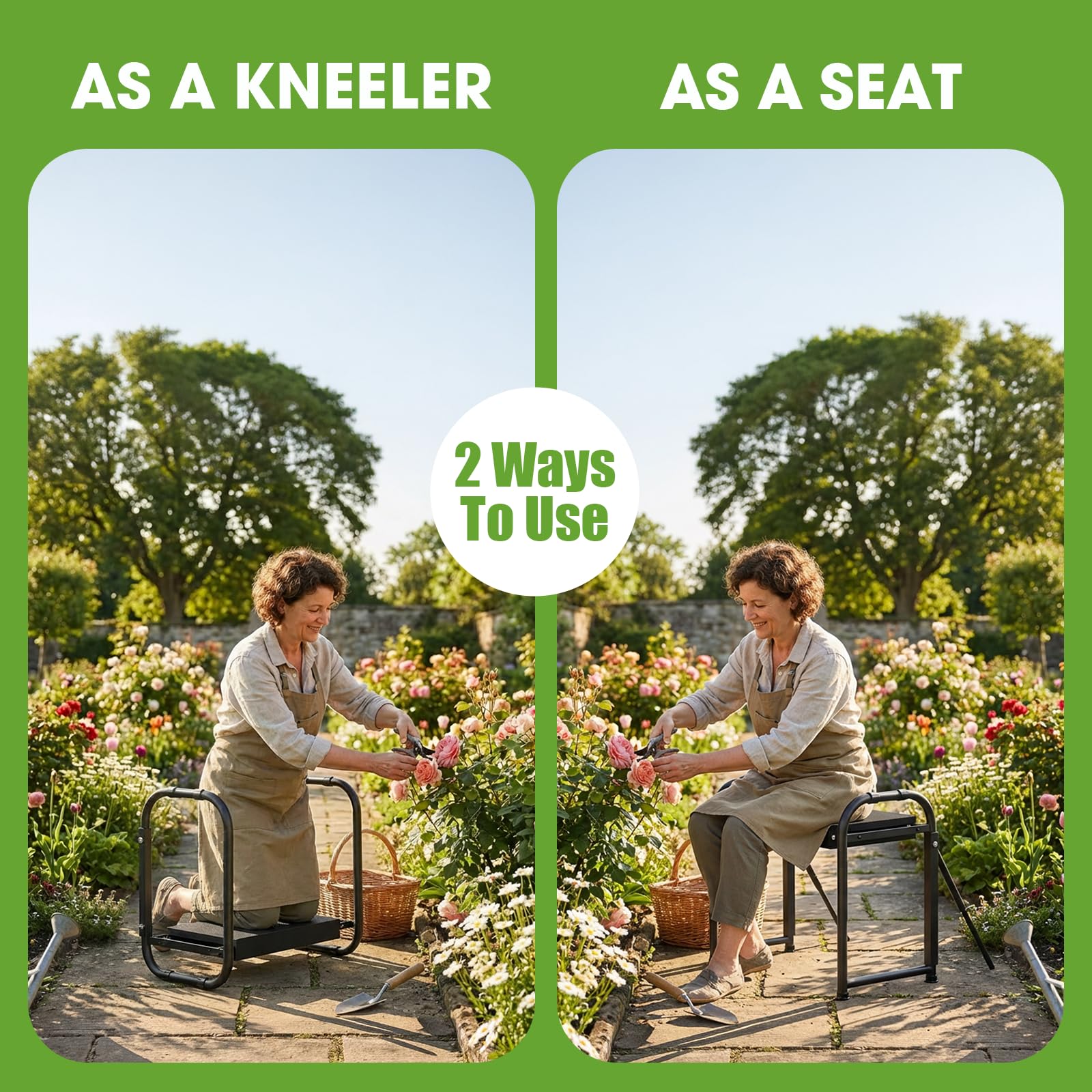 seasky foldable garden kneeler tool bag holds trowels gloves and pruners