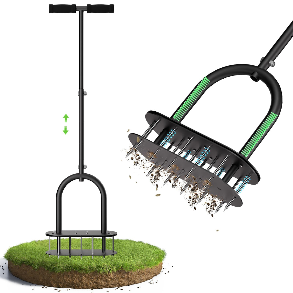 Seasky lawn aerator full view with dual-layer spring design for efficiency