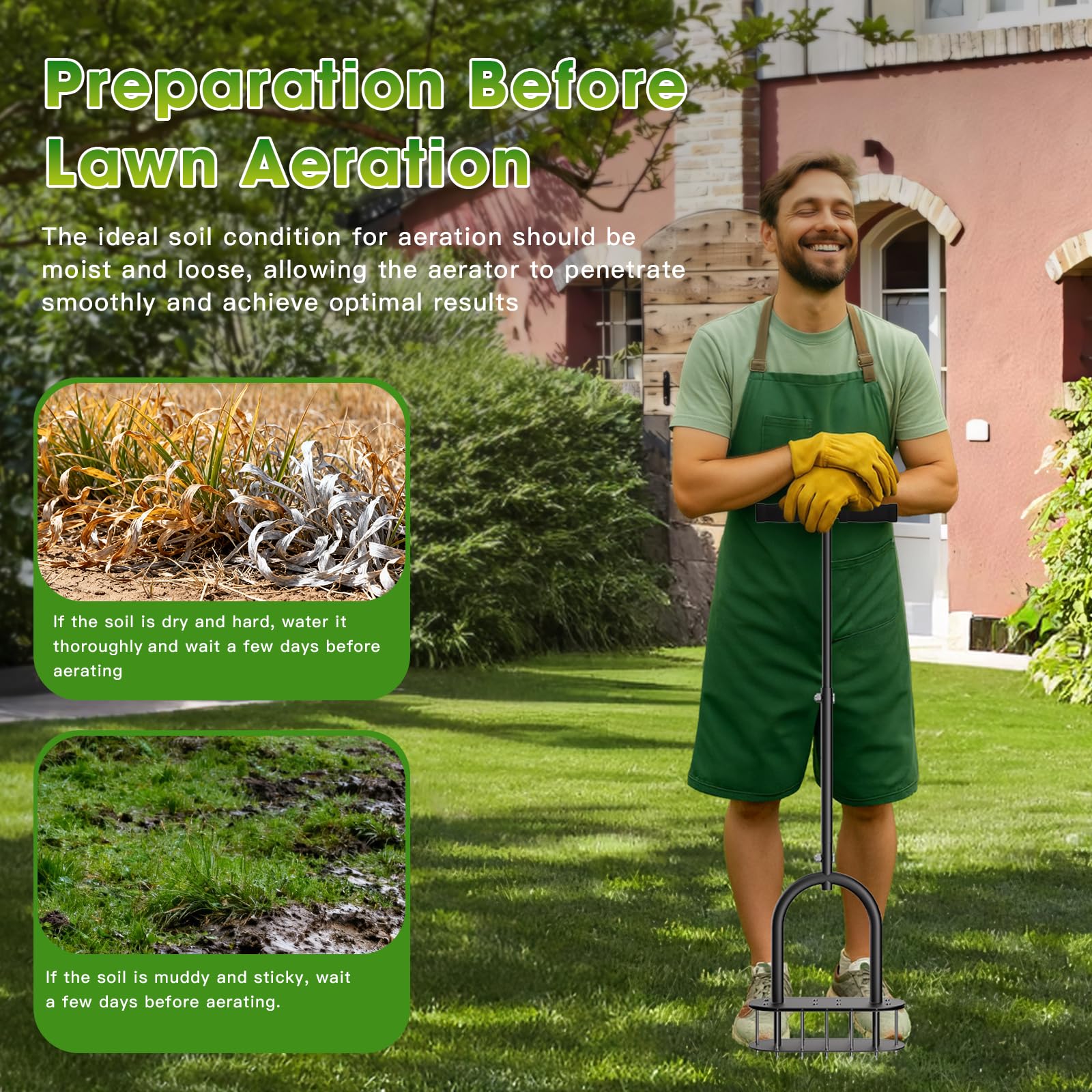 Seasky lawn aerator in use on lawn demonstrating eased effort