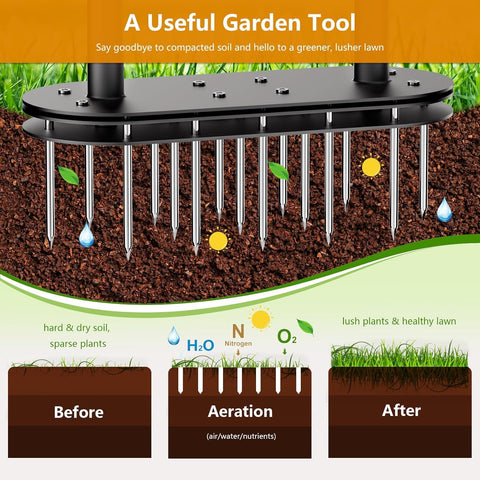 Seasky lawn aerator spikes extended ready to penetrate soil