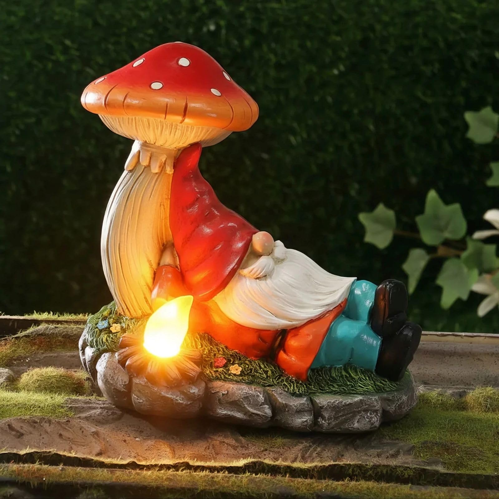 Season 2 Season garden gnome with solar LED light brightens patios