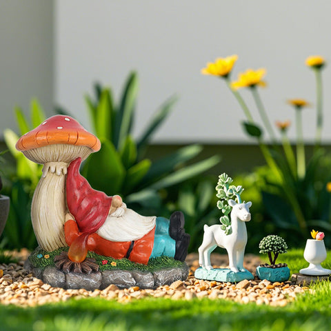 Season 2 Season gnome statues glow at night, enriching garden scenes
