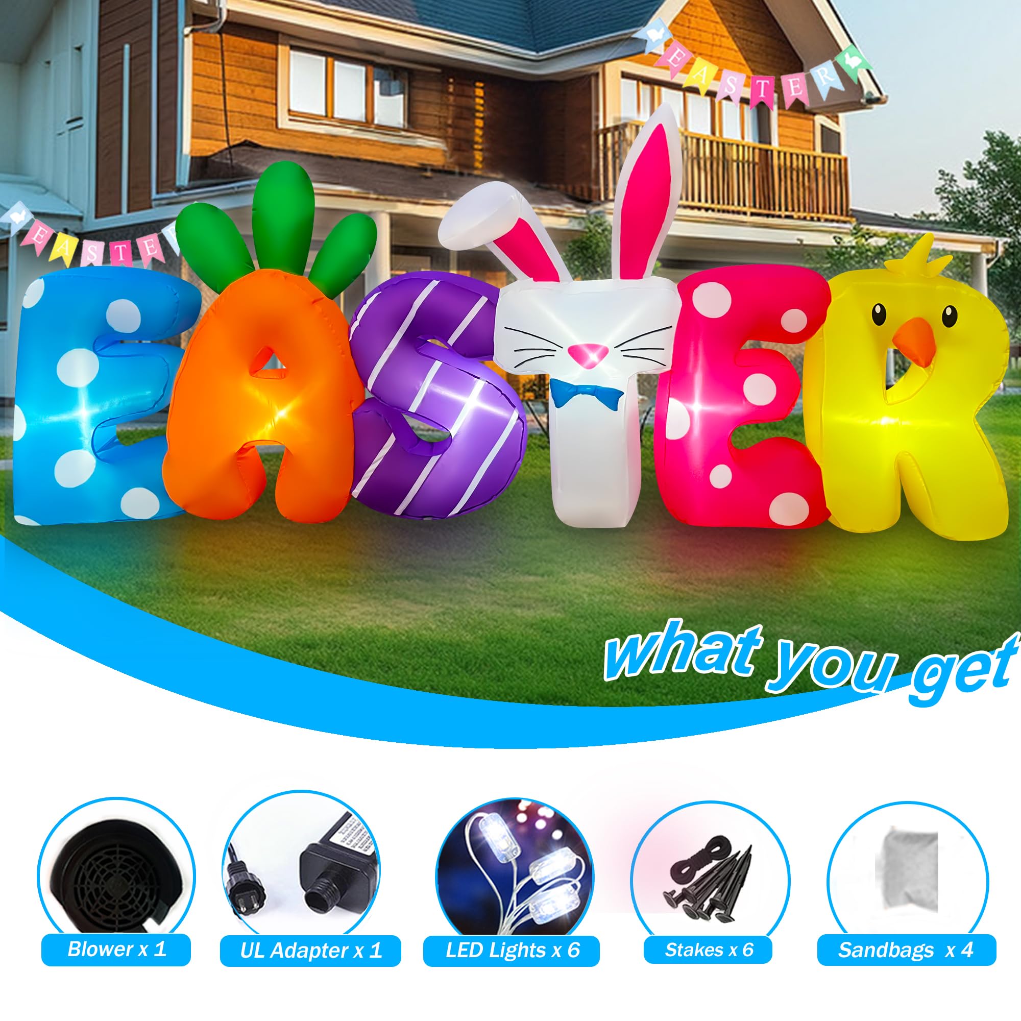 SEASONBLOW Easter banner on lawn boosts holiday curb appeal.