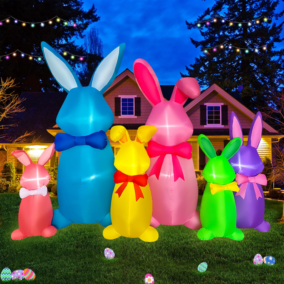 SEASONBLOW 8ft Easter bunny with LED lights lighting your yard