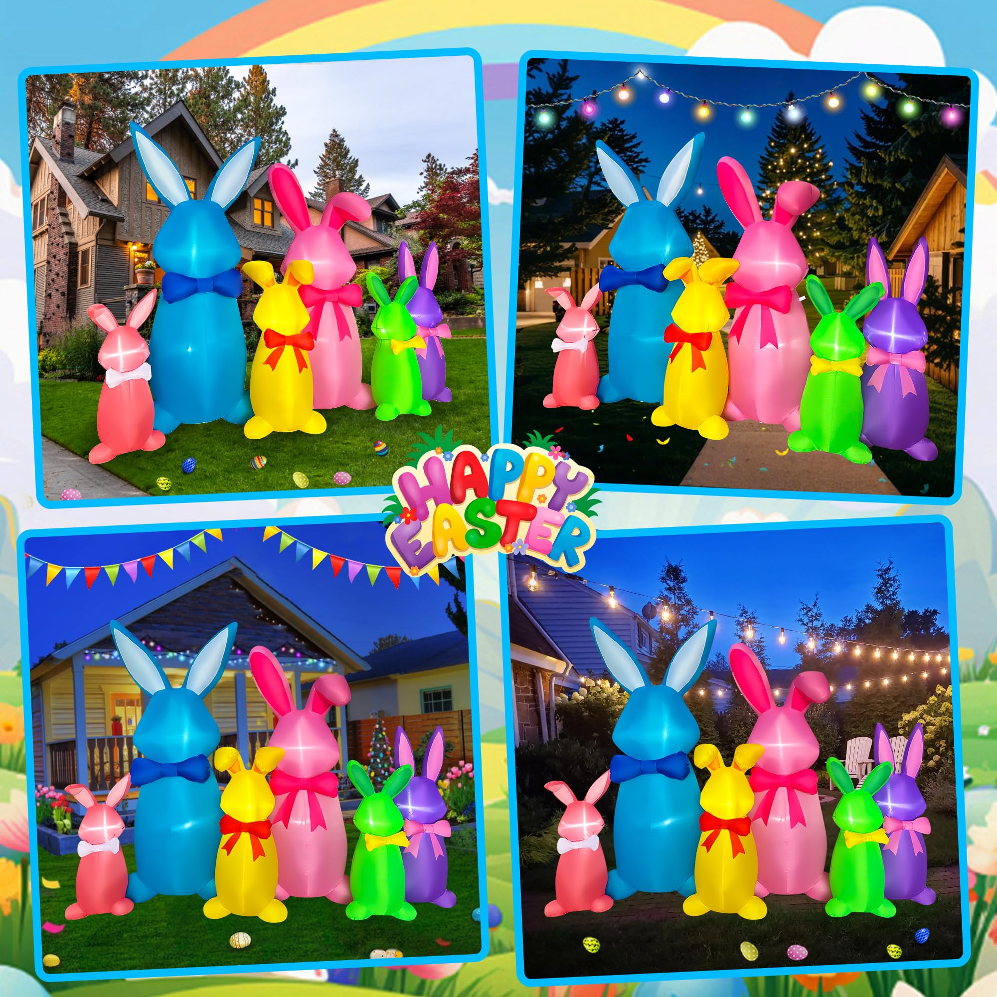 SEASONBLOW 8 feet tall bunny creates festive night-time focal point