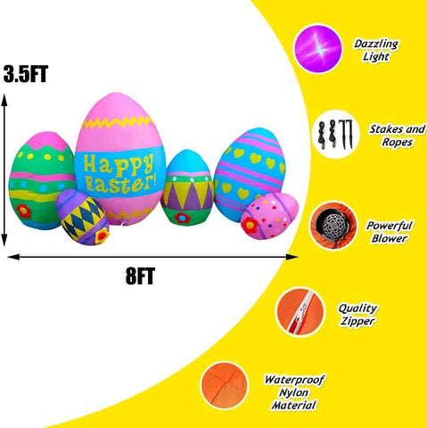 SEASONBLOW 8ft Easter egg decor adds festive charm to parties and celebrations.