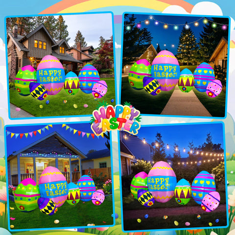 SEASONBLOW 8ft self-inflating Easter egg inflates in moments via standard outlet.