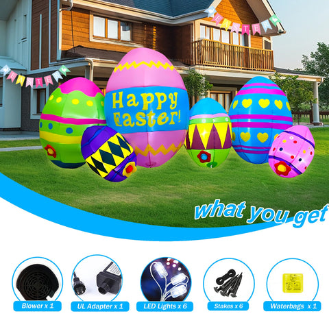 SEASONBLOW Easter egg decor 8ft deflates flat for easy storage after events.
