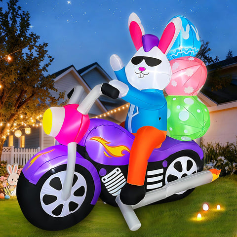 SEASONBLOW Easter inflatable bunny with LED lights for night-time ambiance