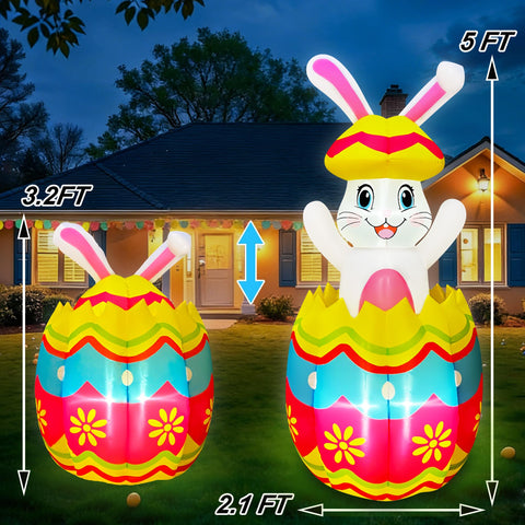 SEASONBLOW LED-lit Easter bunny lights up gardens for nighttime visibility.