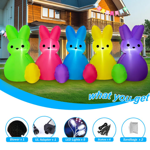 SEASONBLOW night-lit Easter bunny inflatable creates a welcoming ambiance.