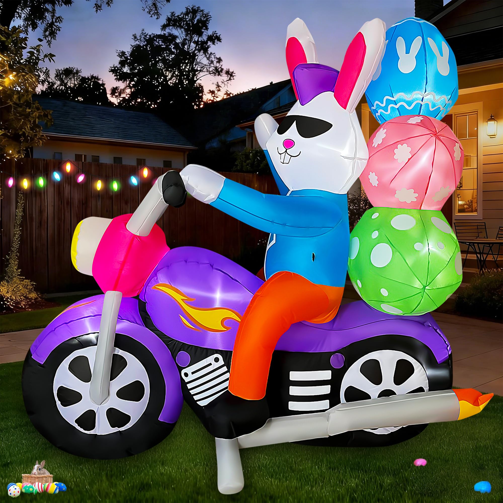 SEASONBLOW portable deflatable bunny inflates quickly for easy storage and reuse
