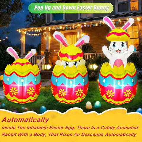 SEASONBLOW waterproof Easter inflatable withstands outdoor use with durable fabric.