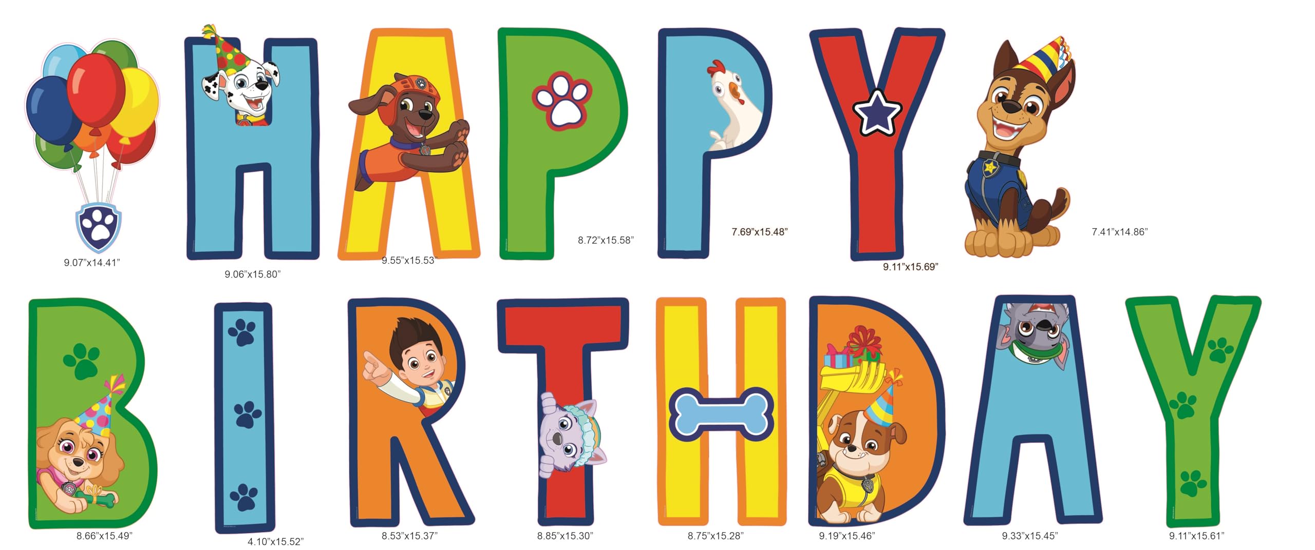 Seasons Paw Patrol balloon shape shown as festive centerpiece.