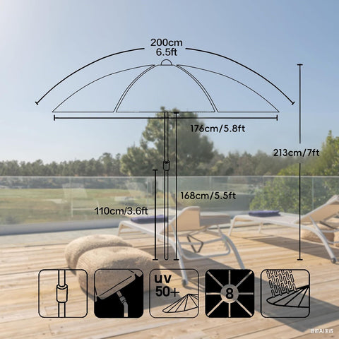 Seazul steel pole and ribs provide sturdy support in gusty weather