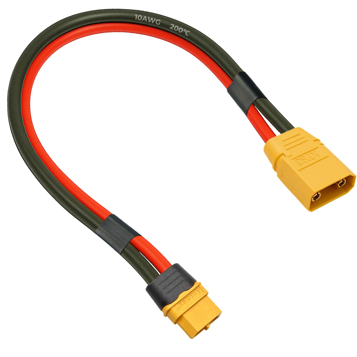 SEBATECH XT60 to XT90 adapter close-up showing rugged gold-plated terminals for secure connections.