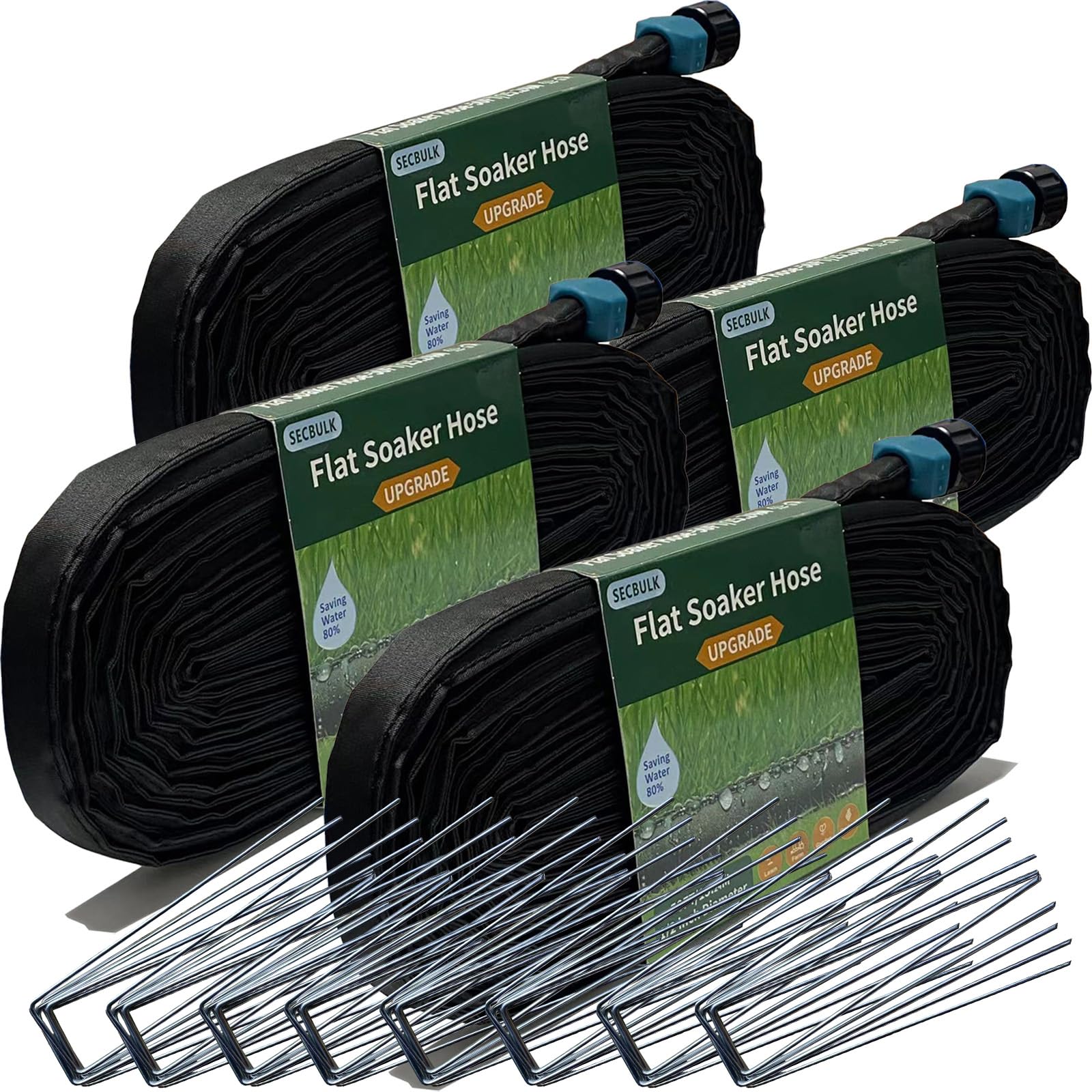 Secbulk 2026 flat soaker hose coiled for easy storage and even watering.