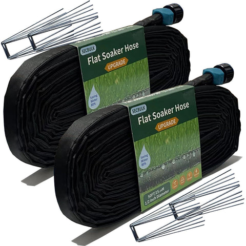 Secbulk 2026 flat soaker hose rolled for tidy storage and quick setup.