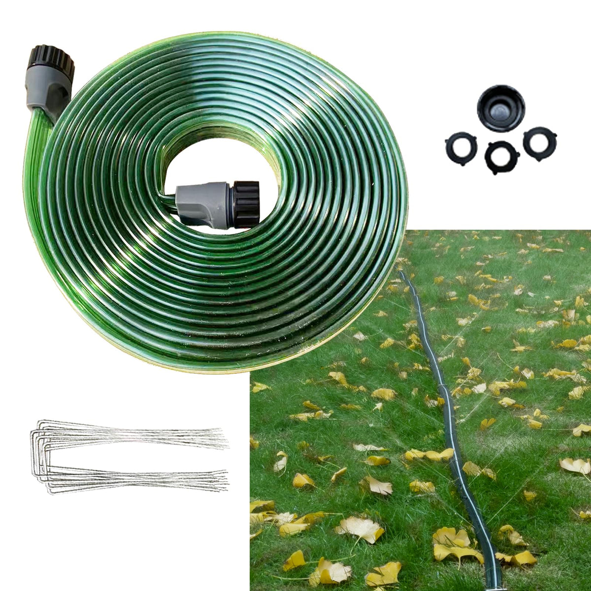 SECBULK 25ft flat sprinkler hose waters lawns evenly for efficient irrigation.