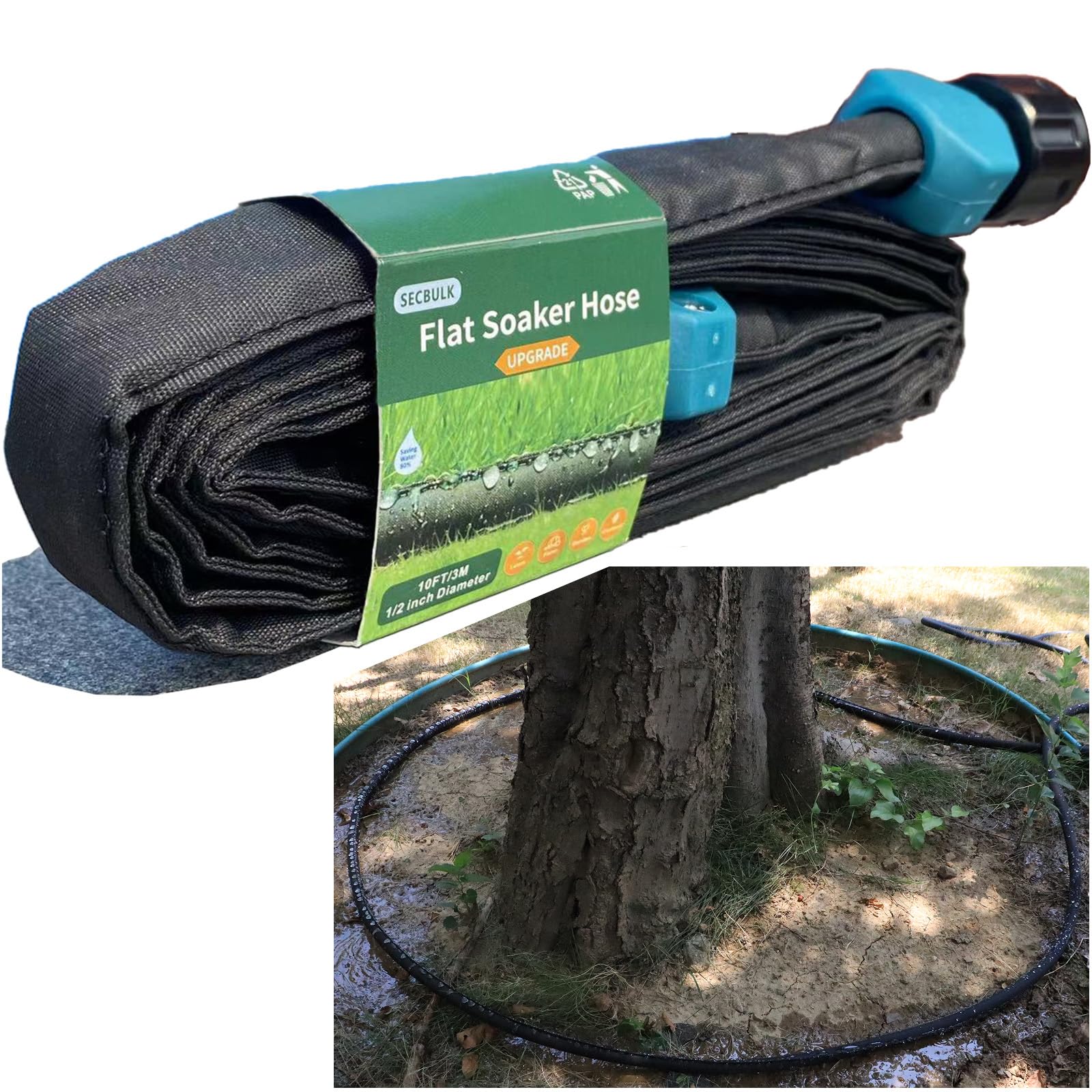 Secbulk flat soaker hose overview showing efficient irrigation for compact gardens