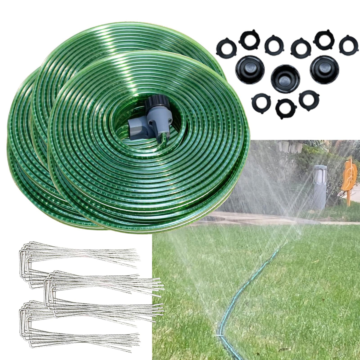 Secbulk flat sprinkler hose unfolds smoothly for easy lawn watering and quick setup.