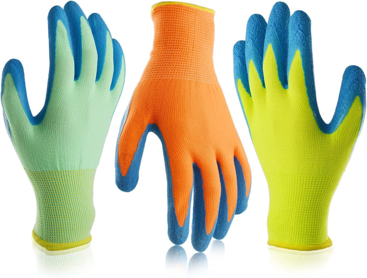 SECHAND kids gardening gloves green crinkled palm offer secure grip for planting
