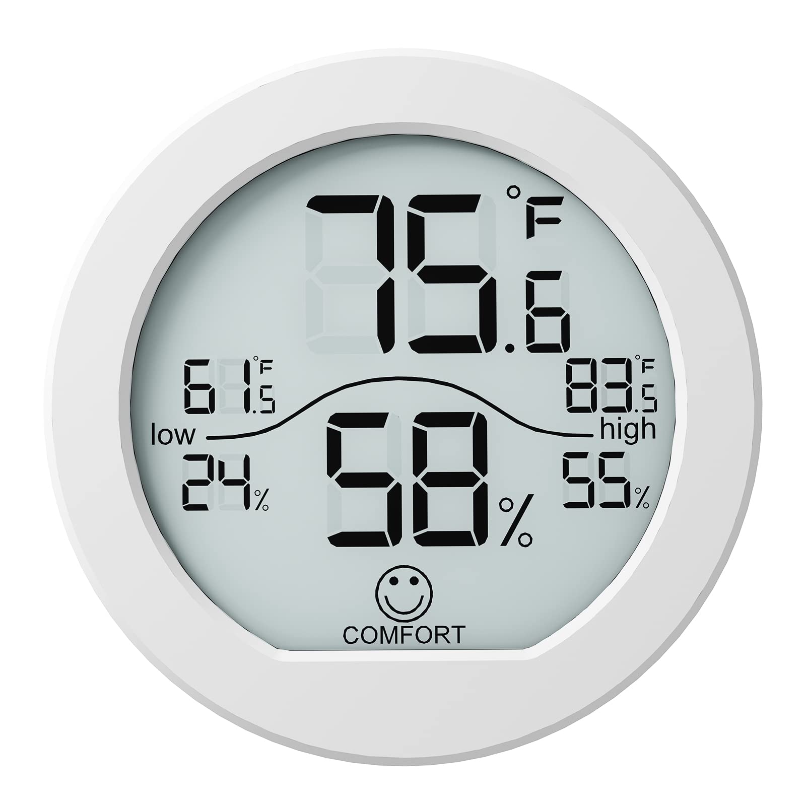 SECRUI TH1 room temperature and humidity display for accurate indoor monitoring.