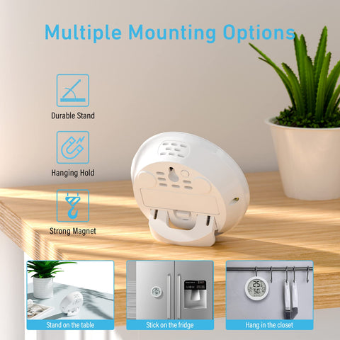 SECRUI TH1 three-install options for flexible placement on wall, fridge, or desk.