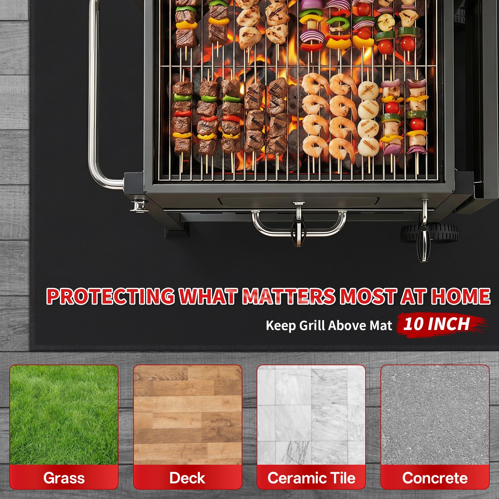 SecuCaptain under-grill mat folds flat for compact storage.