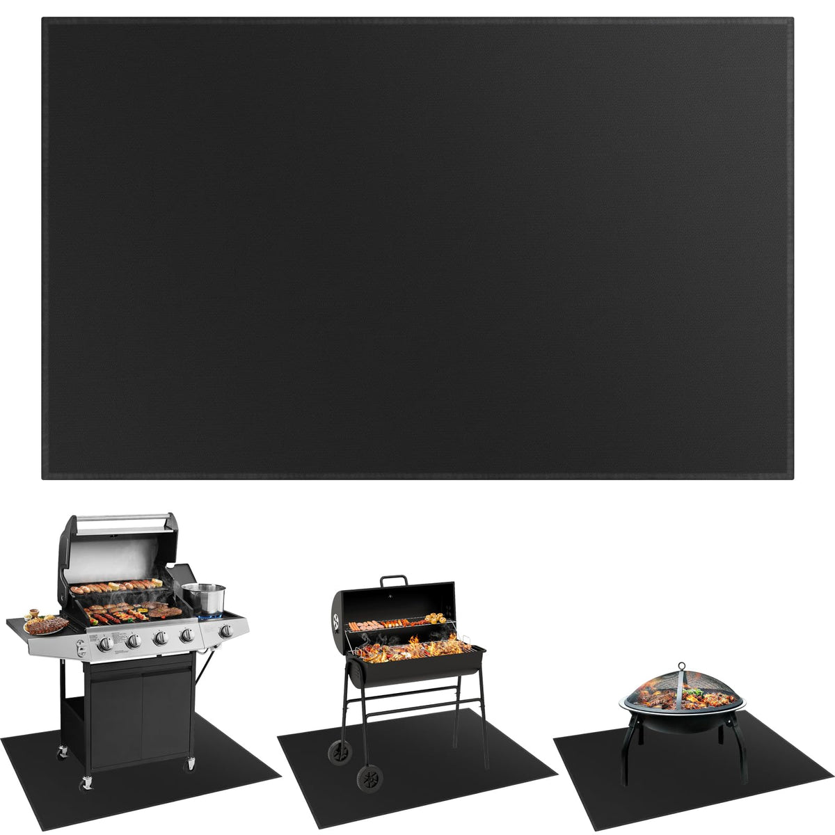 SecuCaptain under-grill mat provides wide coverage under grills for outdoor protection.