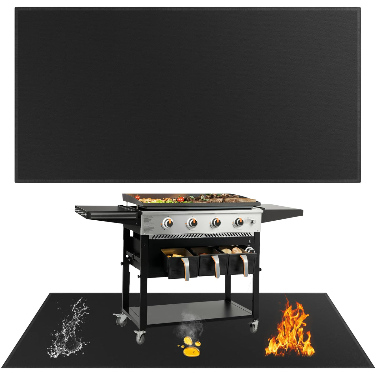 SecuCaptain under grill mat provides heatproof deck protection during outdoor grilling