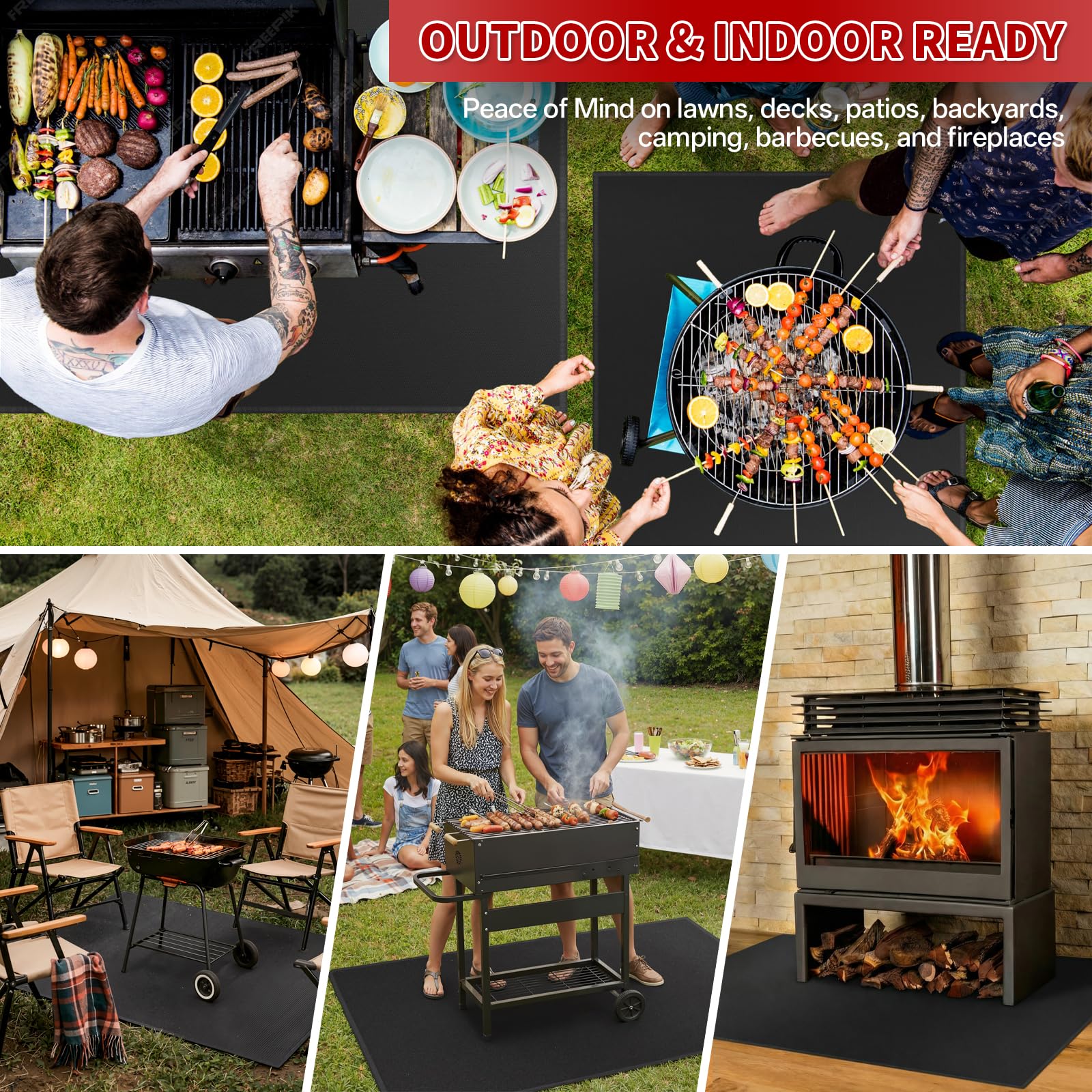 SecuCaptain mat suits grilling, fire pits, and outdoor fireplaces.