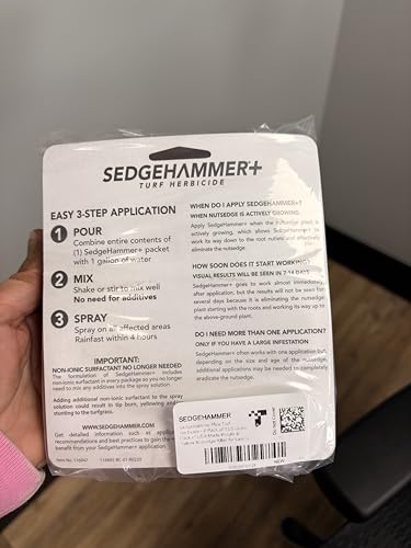 SEDGEHAMMER Plus lawn application scene highlights effective weed control on residential turf.