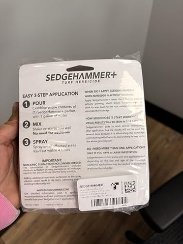 SEDGEHAMMER Plus lawn application scene highlights effective weed control on residential turf.