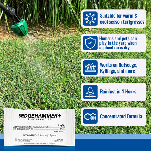 Sedgehammer Plus is pet-safe after drying for yard play.