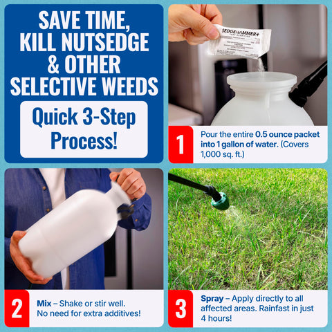 Integrated surfactant in Sedgehammer Plus simplifies mixing and application.
