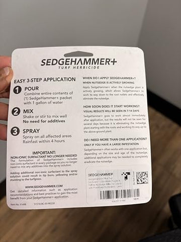 Sedgehammer Plus Turf Herbicide dry-form mix shows integrated surfactant convenience.