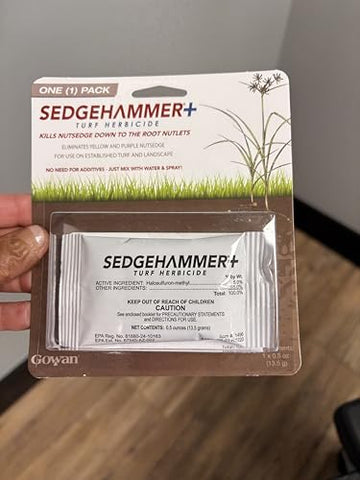 Sedgehammer Plus Turf Herbicide label close-up highlights USA-made quality for homeowners.