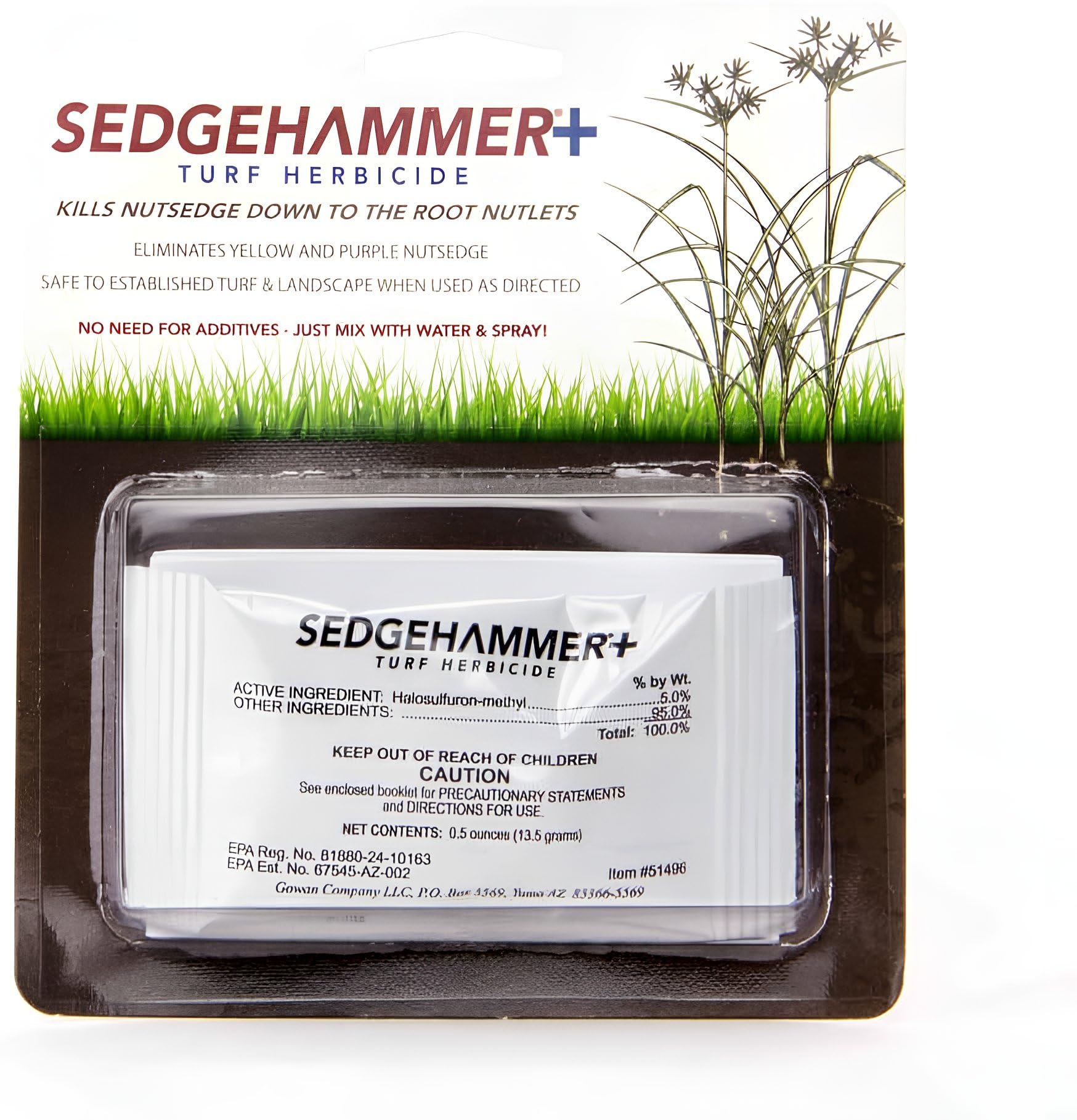 SEDGEHAMMER Plus pack front showing lawn weed control ready for use